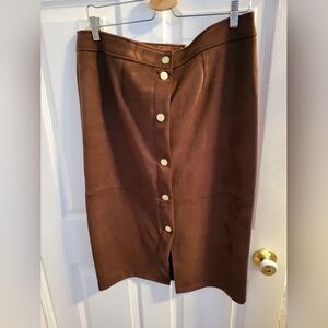 Addition Elle Brown Button-Down Pencil Skirt